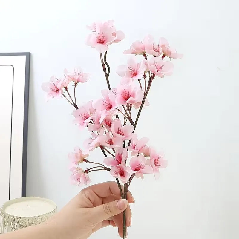 8PCS Artificial Peach Blossom Stems Bulk – Silk Cherry Blossom Branches
