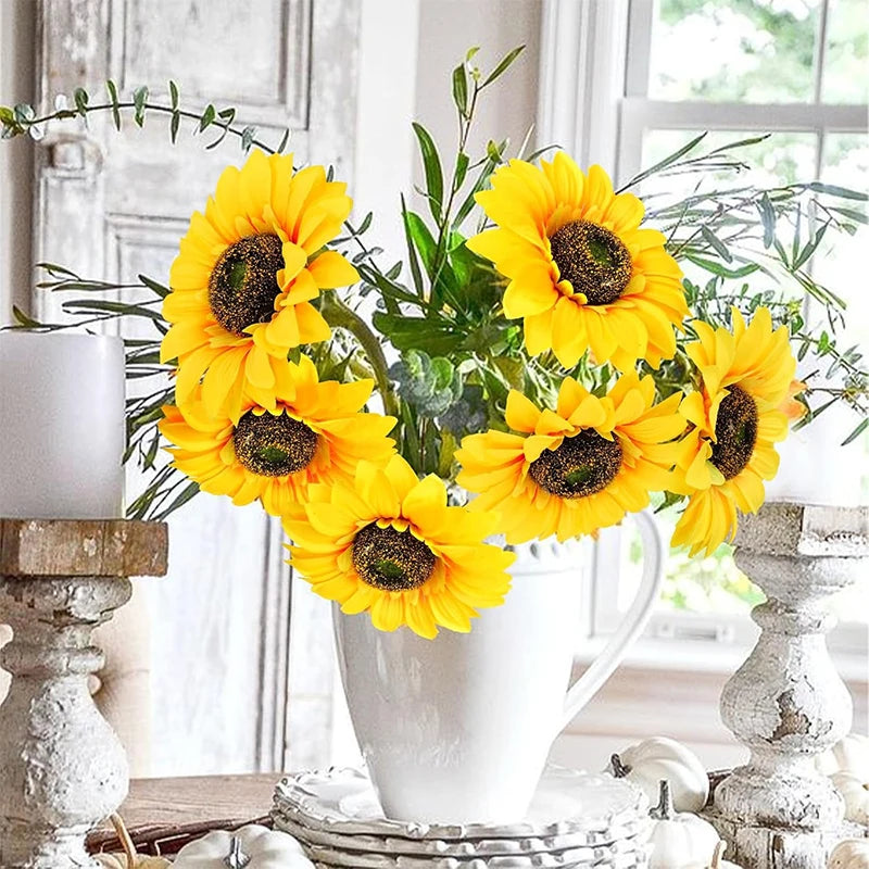 Artificial Sunflower Bouquet – Silk Real Touch Faux Flowers