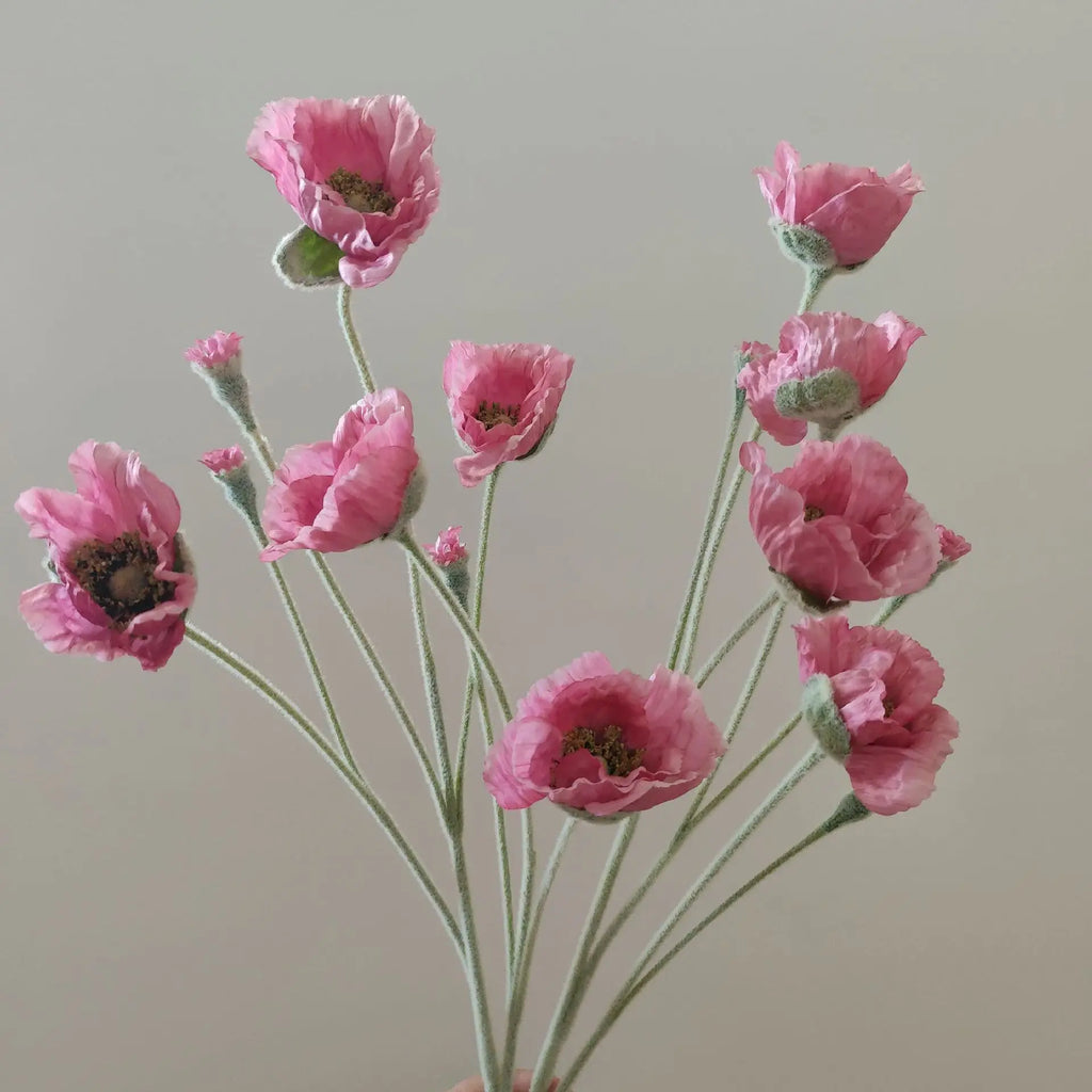 Artificial Poppy Stems – 65cm Long Faux Flowers for Wedding, DIY Decor