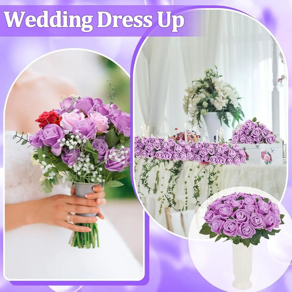 90PCS Artificial Long Stem Roses – Velvet Touch Bulk Flowers