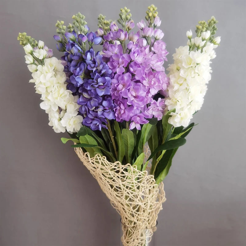 Artificial Hyacinth Flowers Bulk with Green Leaves – Violet Silk Faux Hyacinth Branch
