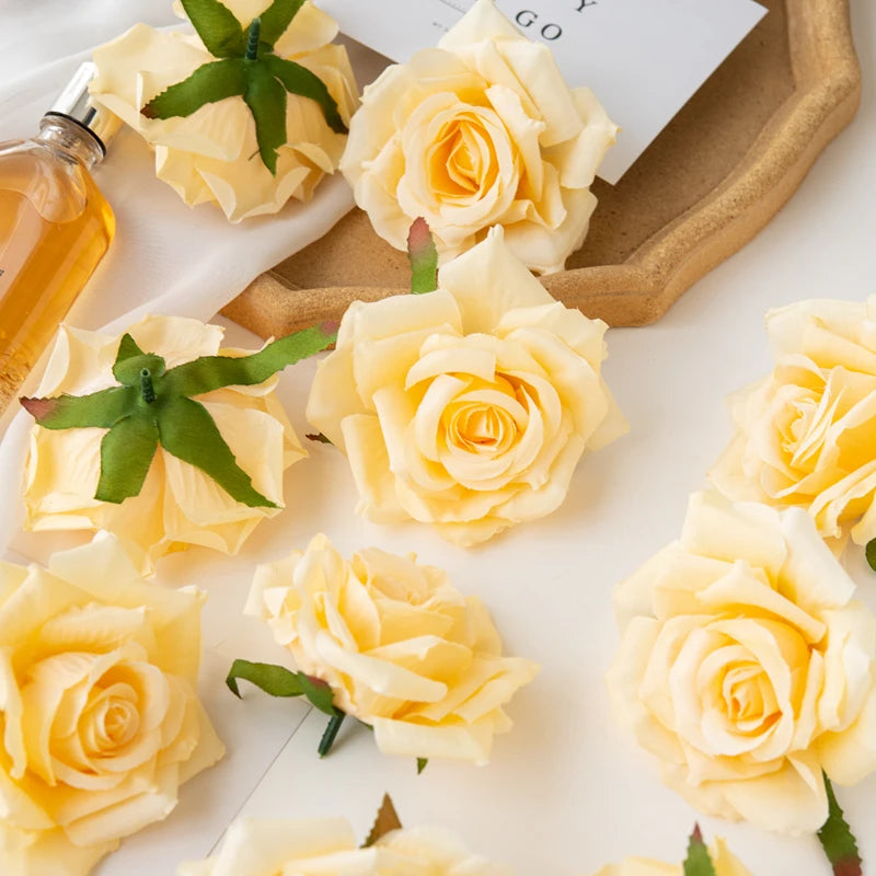 100PCS Artificial Silk Rose Heads Bulk – 10cm Faux Flowers