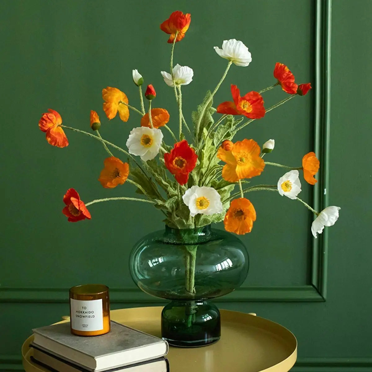 Artificial Poppy Flower Bouquet – 4 Head Silk Faux Poppy Flowers for Home Decor, Wedding Centerpieces, Garden Party Decorations, DIY Floral Arrangements