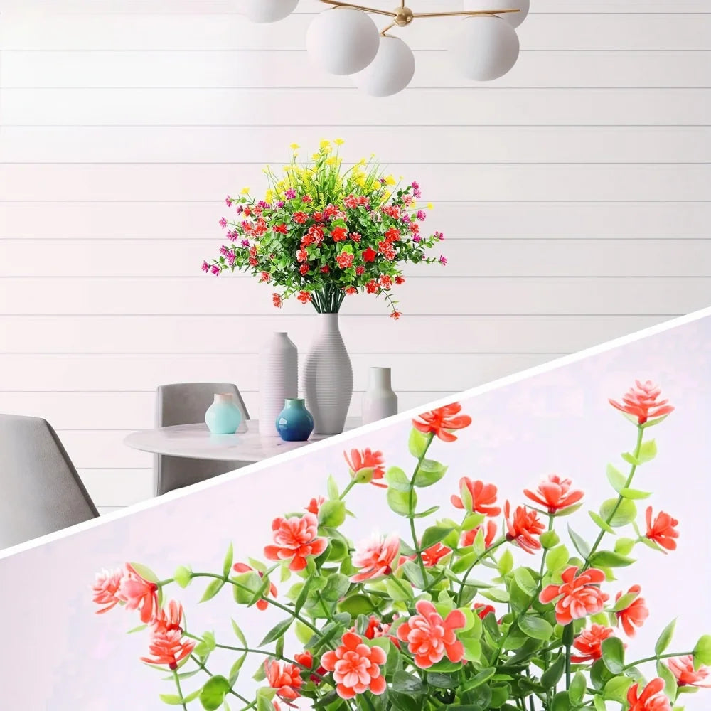 12/18/30/36 PCS UV Resistant Artificial Flowers – Realistic Outdoor Fake Flowers & Shrubs for Garden, Window Box, Porch, Patio, Landscaping Decor