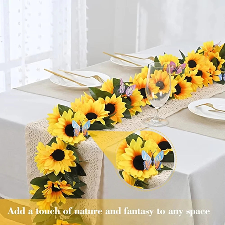 Artificial Sunflower Vine Garland – Hanging Wreath