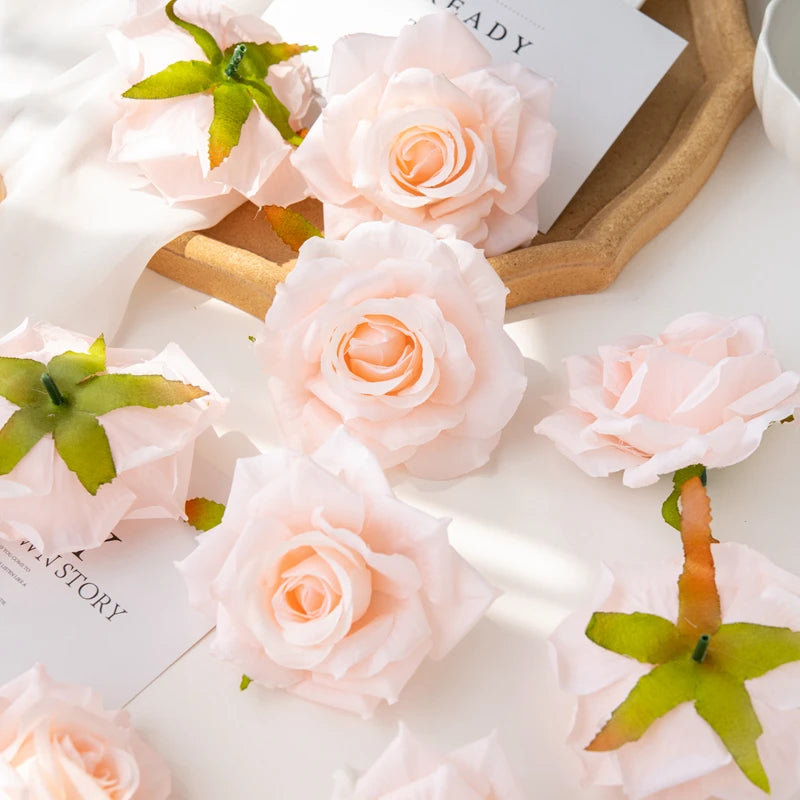 100PCS Artificial Silk Rose Heads Bulk – 10cm Faux Flowers