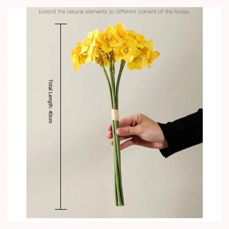 6/18PCS Realistic Faux Daffodil Flowers Bulk – Polyurethane Artificial Daffodil Bouquet