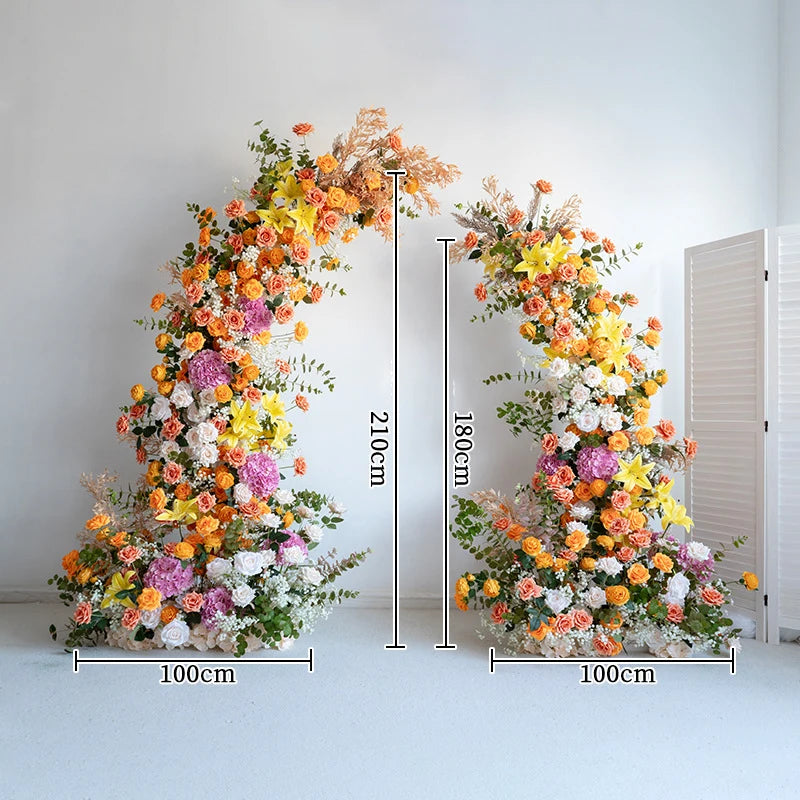 Colorful Rose Wildflower Wedding Arch Backdrop Bulk – Silk Floral Row 160–200cm