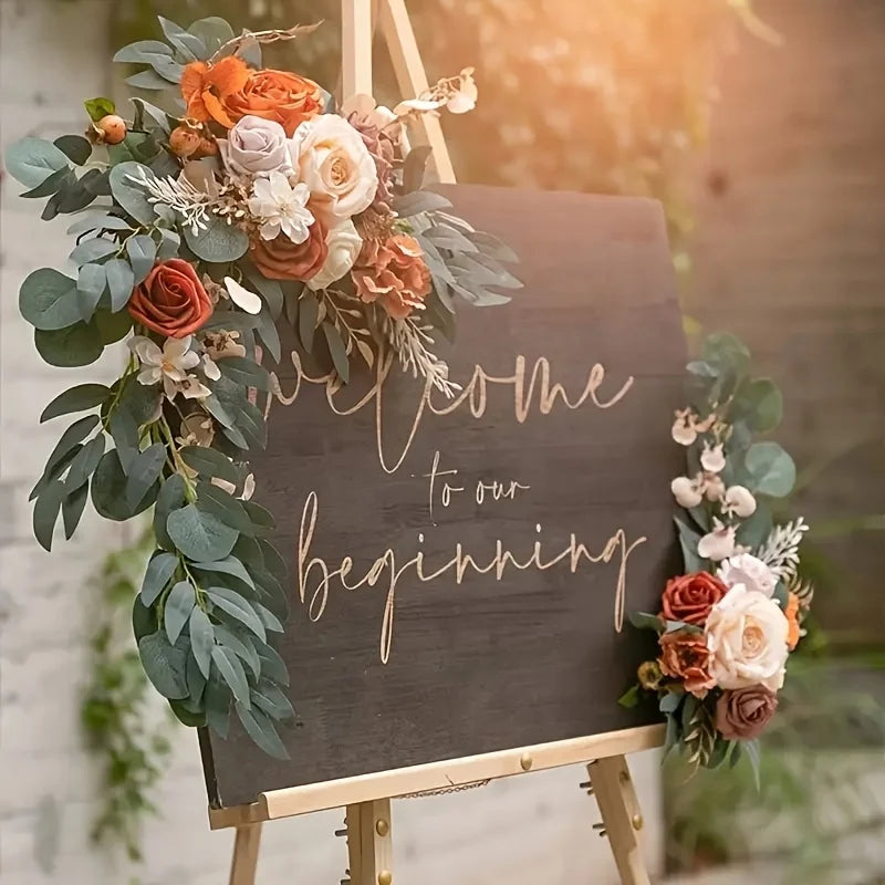 Artificial Rose Welcome Sign Floral Set Bulk (2PCS) – Wedding Decor