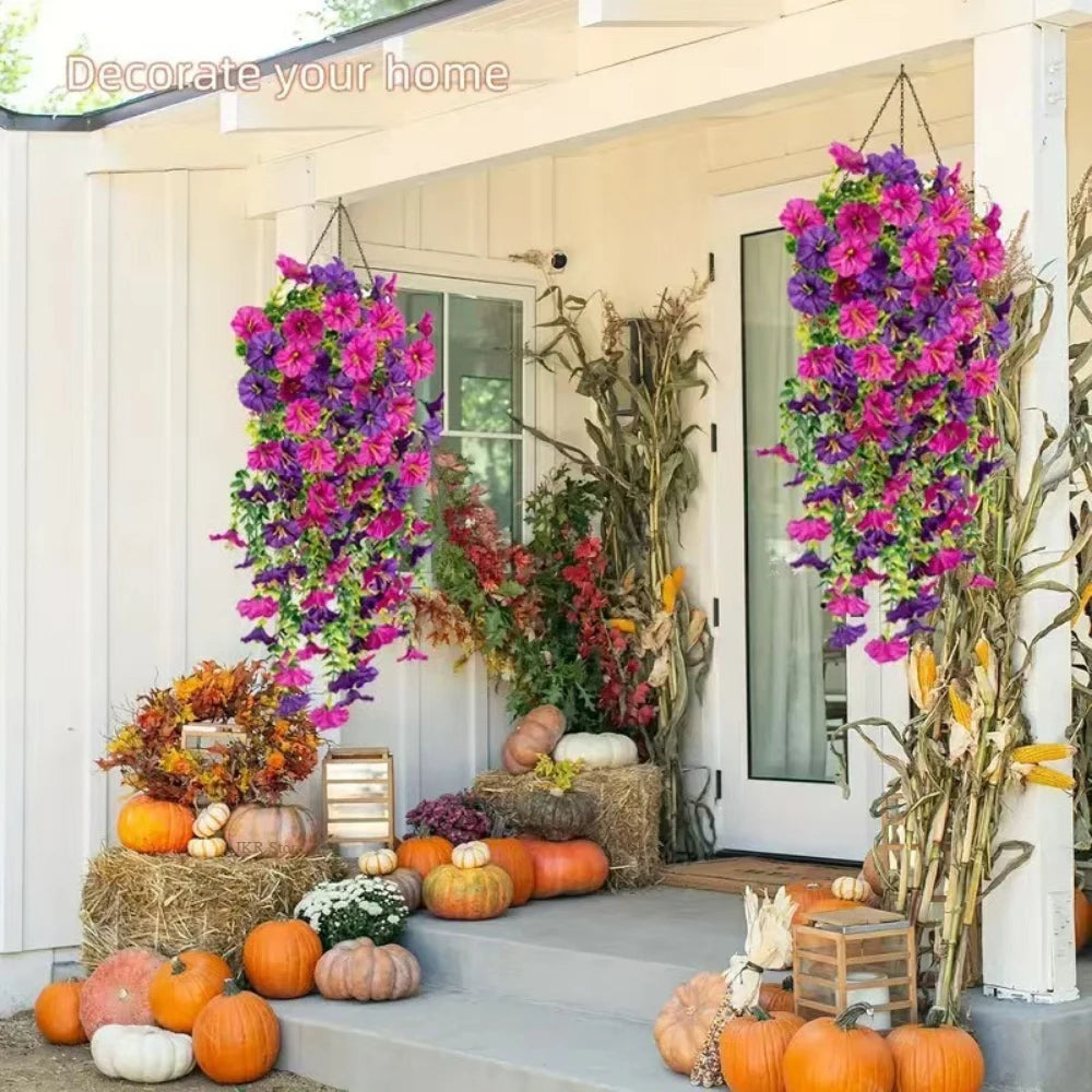 Artificial Hanging Flowers & Plants – UV Resistant Mixed Color Faux Flower Garland for Easter 2025, Wedding Decor, Home, Room & Outdoor Decoration