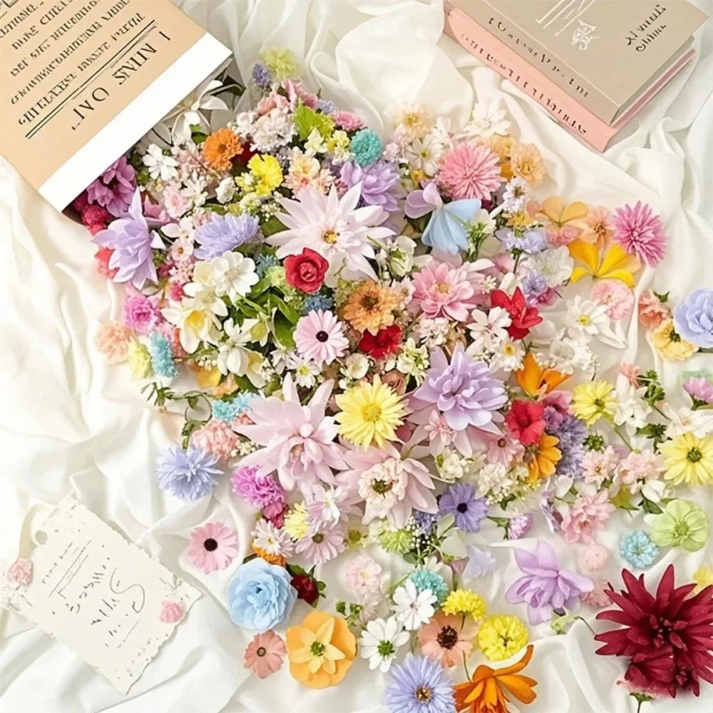 20/52PCS Mixed Artificial Silk Flower Heads Bulk – Realistic Faux Rose Set