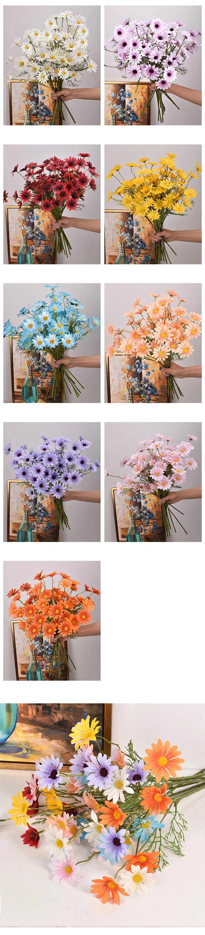 Artificial White Daisy Bouquet – Bulk Silk Faux Daisies (Set of 3/5/10)