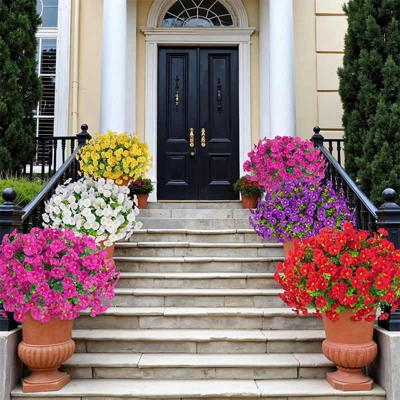 4 Bundles Artificial Morning Glory Flowers – UV Resistant Outdoor