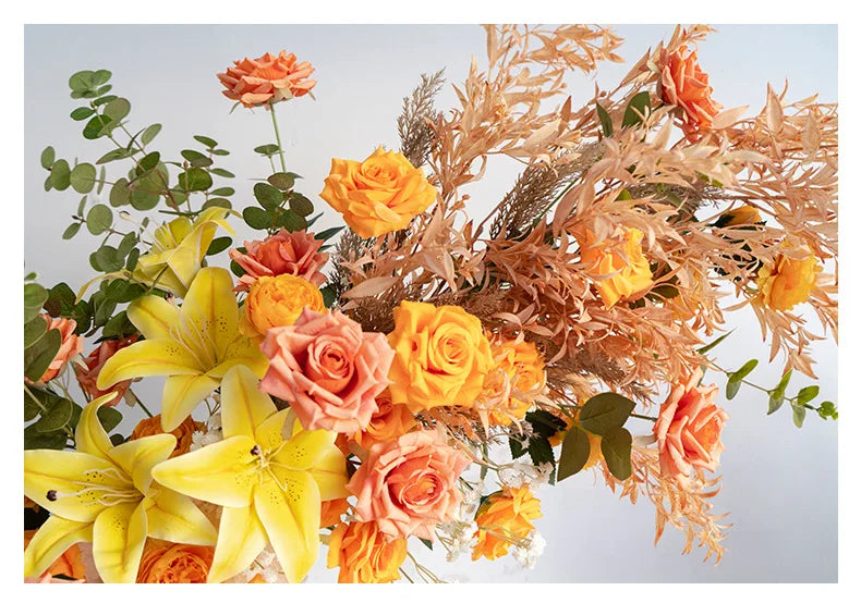 Colorful Rose Wildflower Wedding Arch Backdrop Bulk – Silk Floral Row 160–200cm