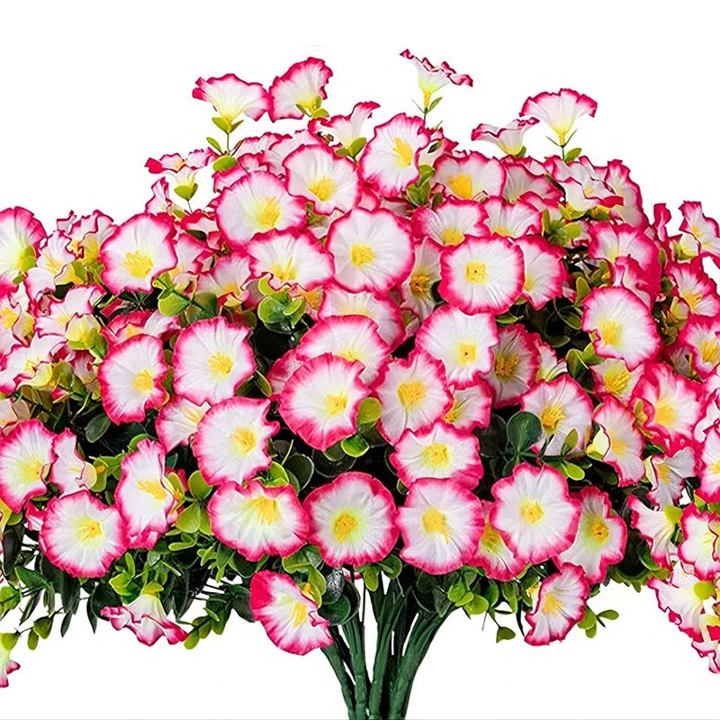 4 Bundles Artificial Morning Glory Flowers – UV Resistant Outdoor