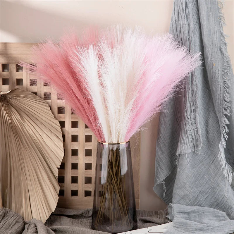 10PCS Artificial Pampas Grass Bouquet Bulk – Silk Reed Grass Stems for Boho Wedding