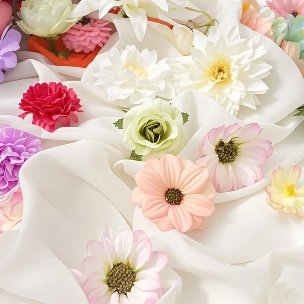 20/52PCS Mixed Artificial Silk Flower Heads Bulk – Realistic Faux Rose Set