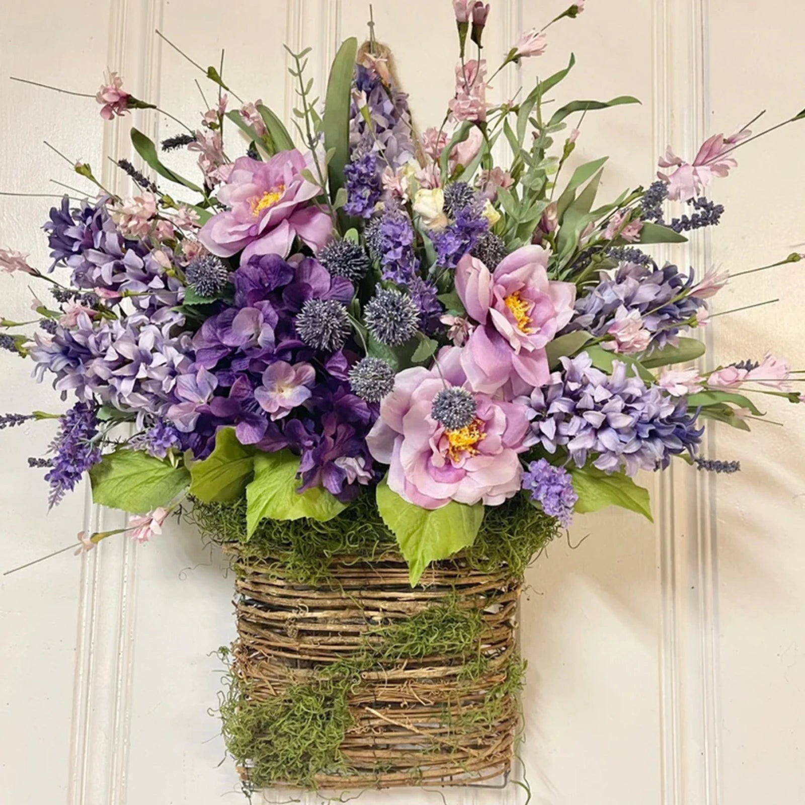 Artificial Flower Hanging Basket, Front Door Decor