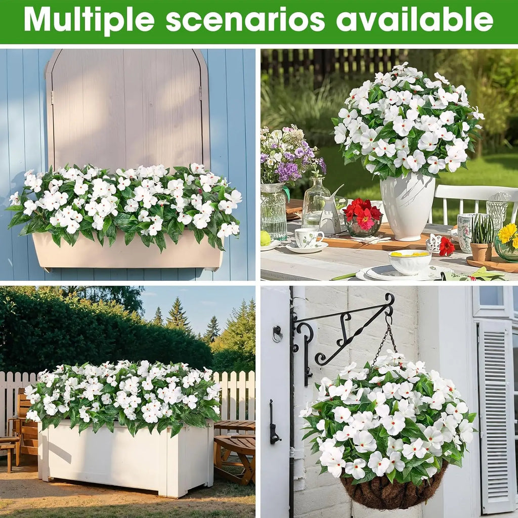 Artificial Silk Geranium Flower Bouquet – Fake Flowers for Outdoors