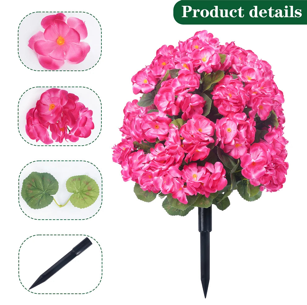 Artificial Begonia Flowers Bulk – Faux Bush Spikes for Outdoor Planters