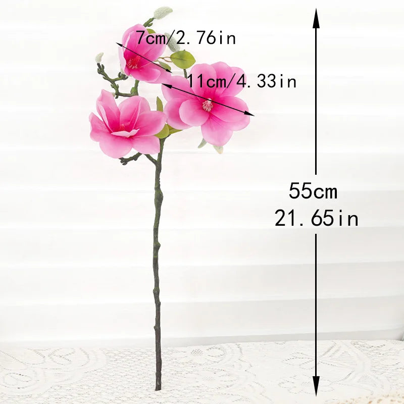 Artificial Magnolia Branch Bulk – 3-Head Real Touch Faux Flowers