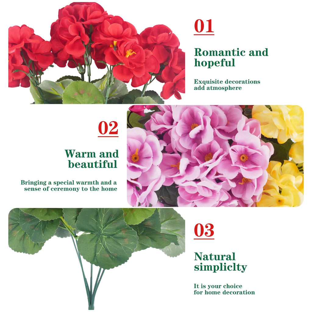 Artificial Begonia Silk Bouquet Bulk – 4/6Pcs