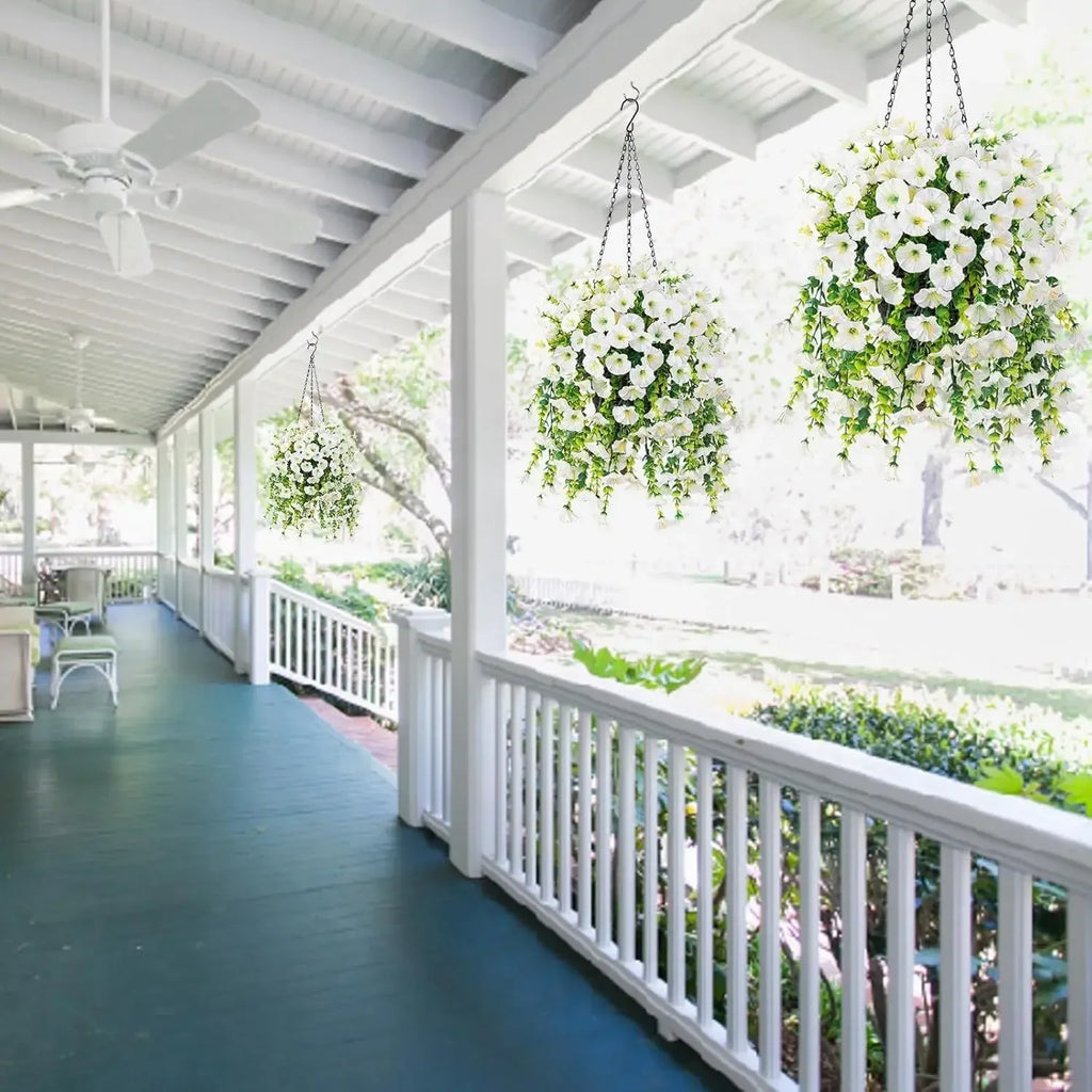 Artificial Hanging Flowers & Plants – UV Resistant Mixed Color Faux Flower Garland for Easter 2025, Wedding Decor, Home, Room & Outdoor Decoration