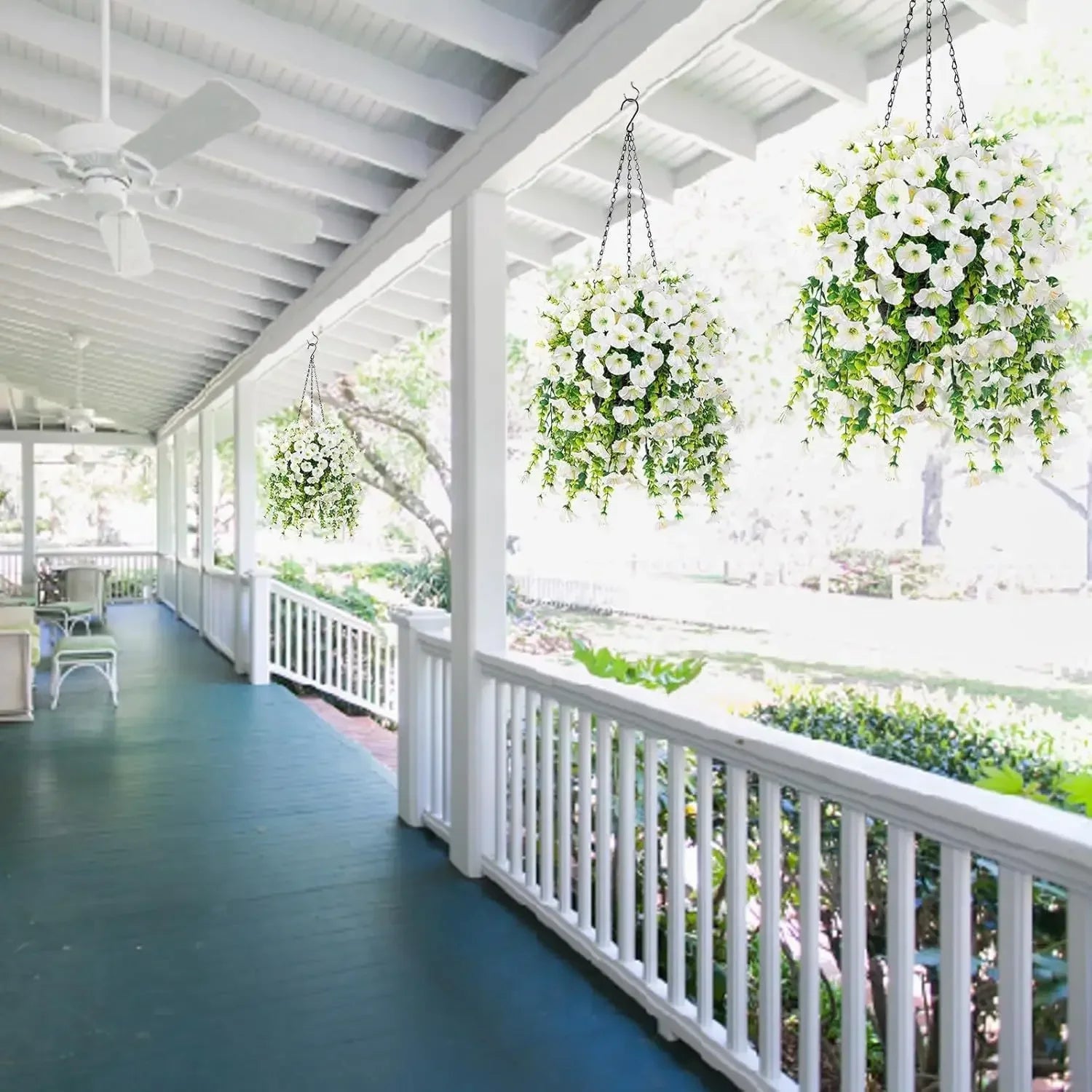 Artificial Hanging Flowers & Plants – UV Resistant Mixed Color Faux Flower Garland for Easter 2025, Wedding Decor, Home, Room & Outdoor Decoration
