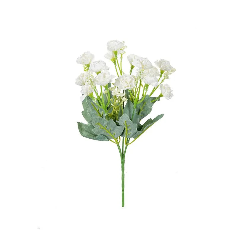 Artificial Small Carnation Bouquet – 5 Fork 15 Head Silk Flowers