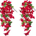 2PCS Artificial Bougainvillea Hanging Flowers – UV Protected Silk Vine Garlands for Outdoor Balcony, Garden, Patio & Home Decoration