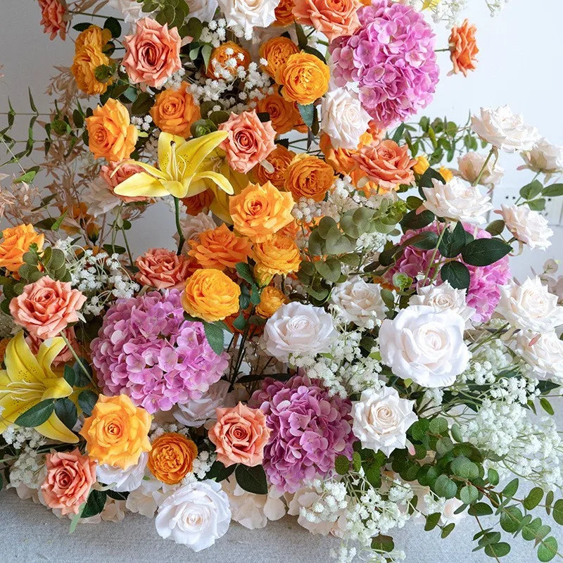 Colorful Rose Wildflower Wedding Arch Backdrop Bulk – Silk Floral Row 160–200cm