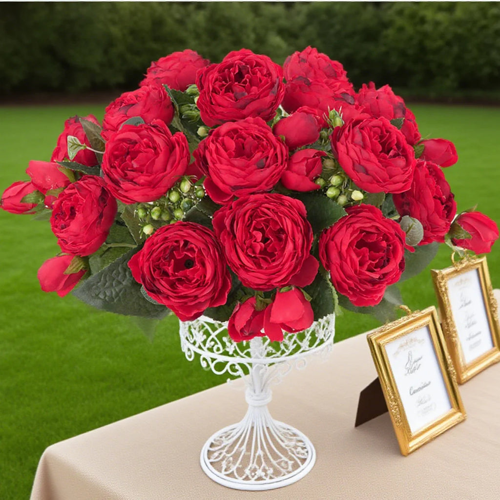 Artificial Rose & Peony Bouquet – Silk Wedding Bridal Flowers, Faux Roses & Peonies