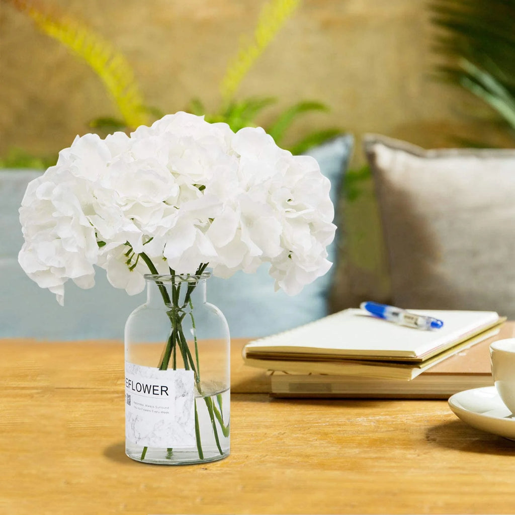 10PCS Artificial White Hydrangea Flowers – Real Touch Silk Hydrangea Branch Stems, Faux Hydrangea Bouquet for Wedding, Home Decor & Centerpieces