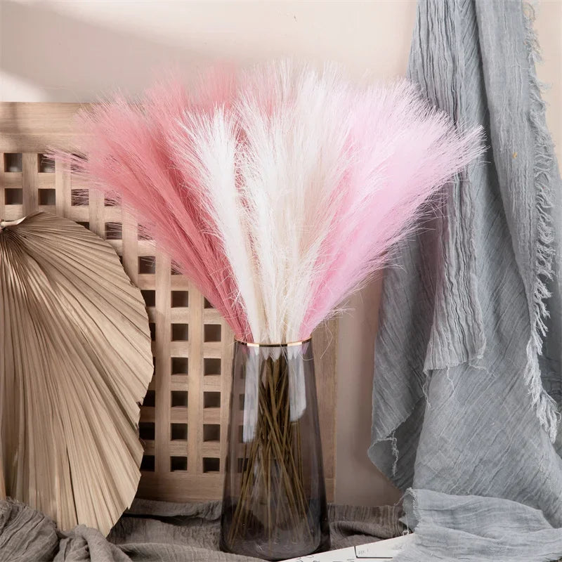 10PCS Artificial Pampas Grass Bouquet Bulk – Silk Reed Grass Stems for Boho Wedding