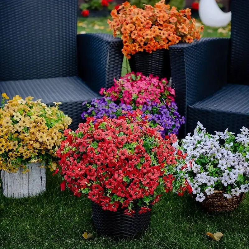 Artificial Carnation & Geranium Bushel Bouquet Outdoor