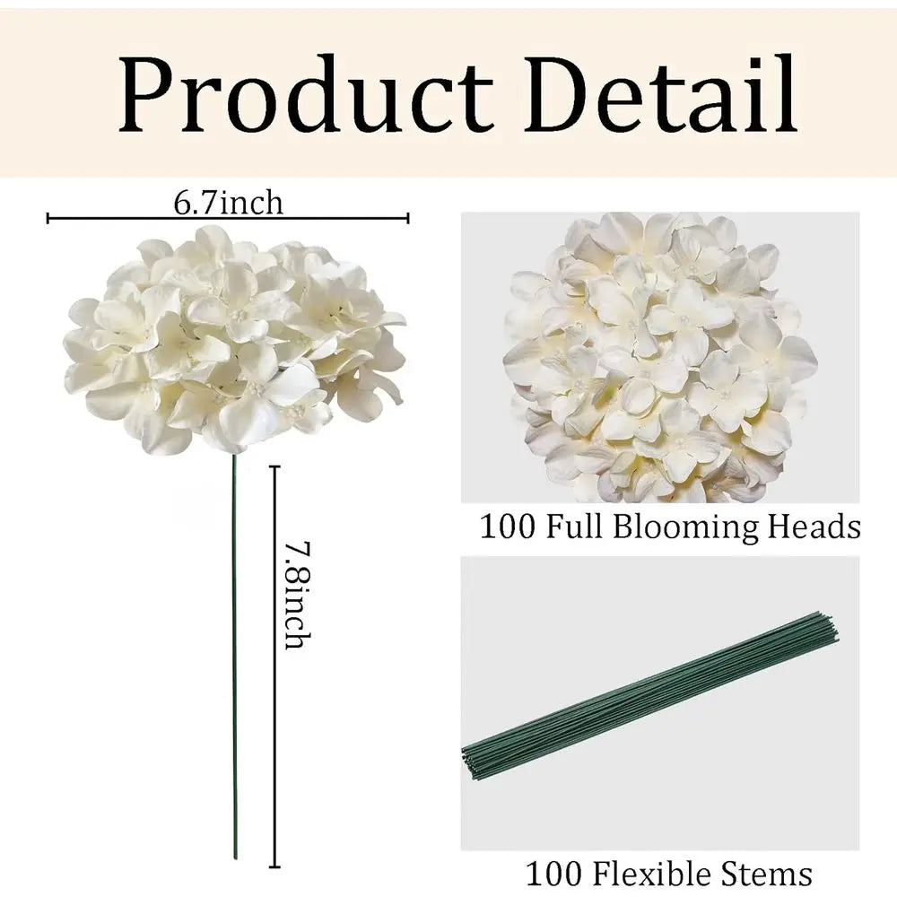 100PCS Artificial Hydrangea Stems – Bulk Faux Flowers