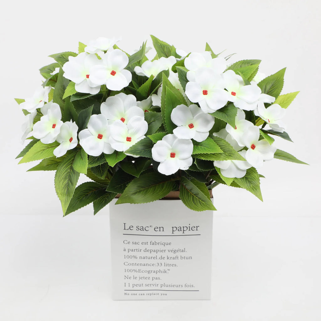 1/2/6PCS Artificial Balsam Flowers – UV Resistant Realistic Silk Faux Flower Stems for Indoor Outdoor Decor, Wedding, Home, Hotel Arrangement