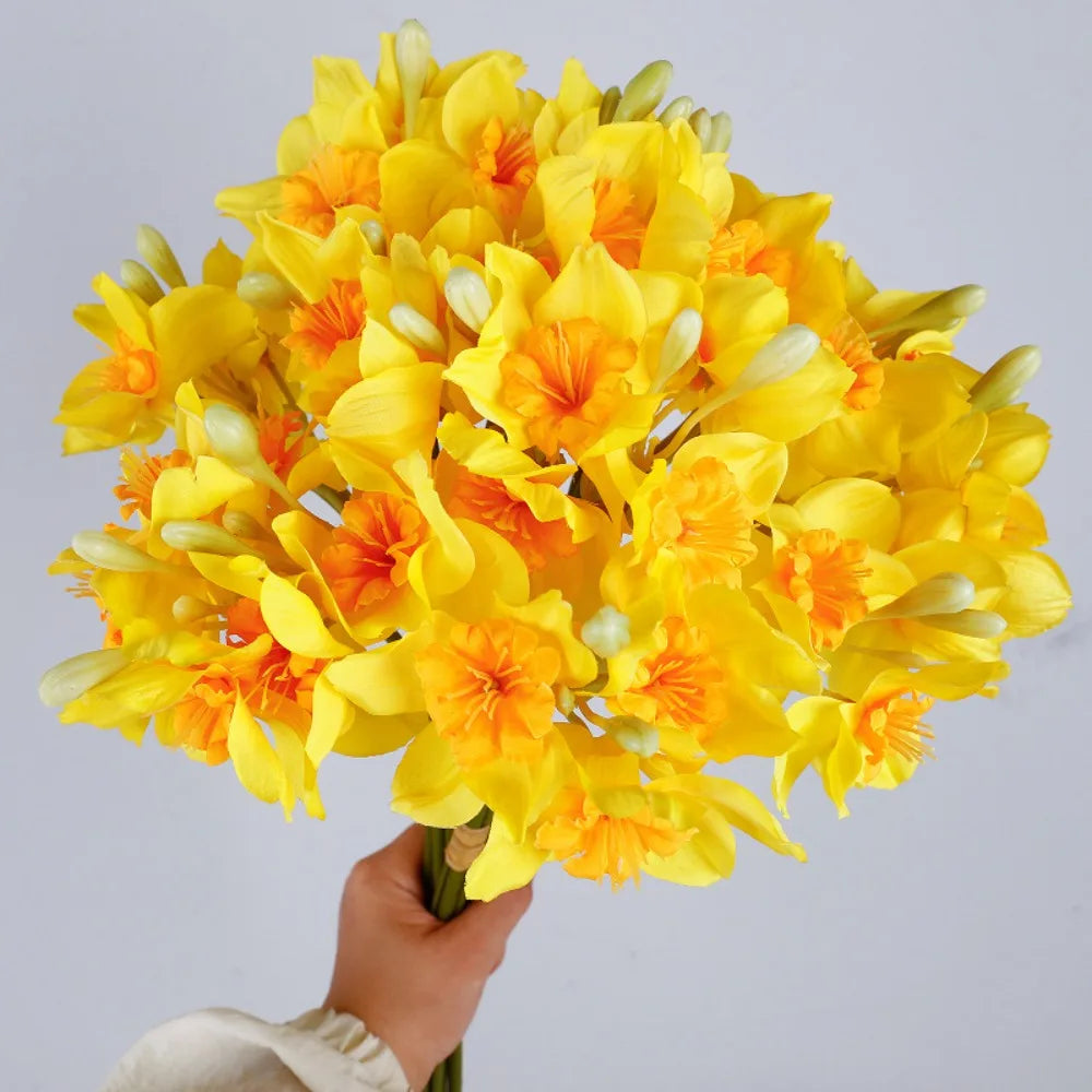 Bulk Artificial Daffodil Flower Bouquet – 3pcs Silk Daffodil