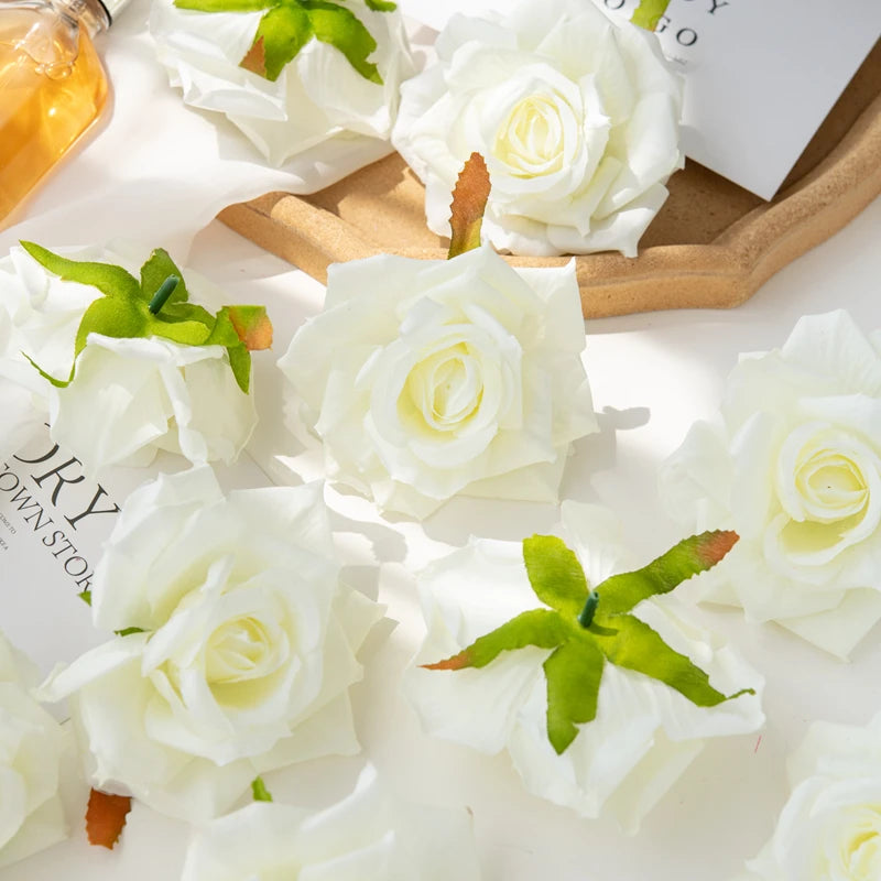 100PCS Artificial Silk Rose Heads Bulk – 10cm Faux Flowers