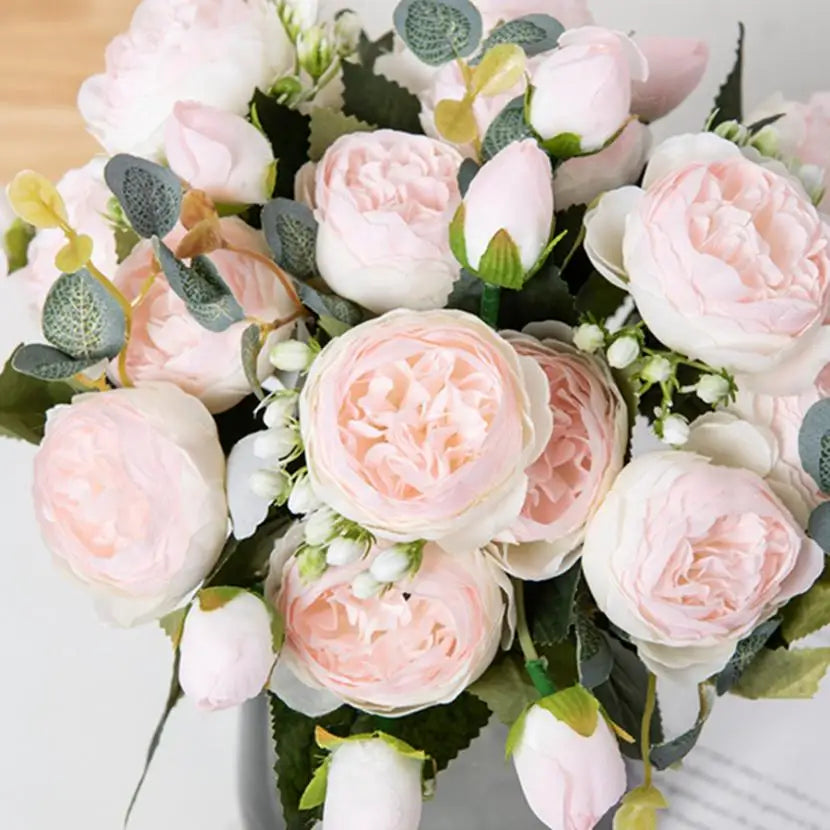 Artificial Peony Bouquet  – Bulk Silk Faux Peony Flowers