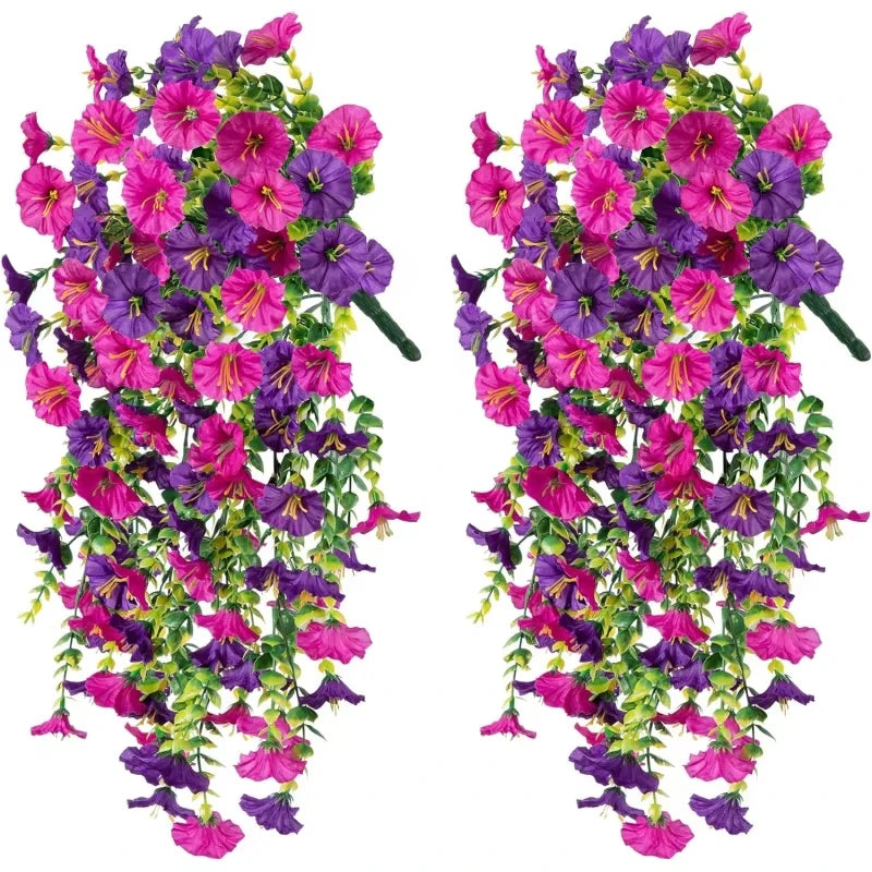 Artificial Morning Glory Flower Vine – Silk Hanging Floral Garland for Wedding Arch, Outdoor Garden Decor, Valentine’s Day Wreath, DIY Home Decorations