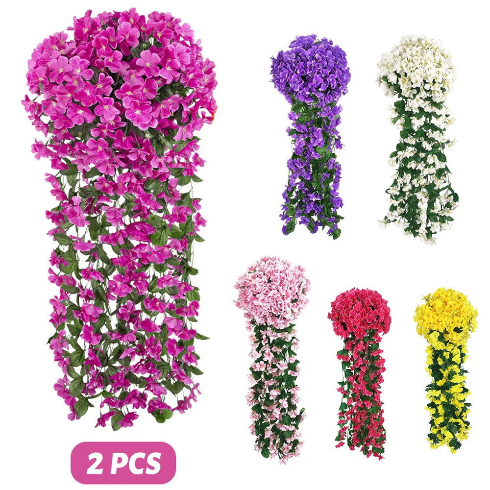 Artificial Violet Ivy Hanging Flower Garland – Faux Plastic Vine for Wedding Arch Decor, Party Backdrop, Home, Garden & Outdoor Decoration