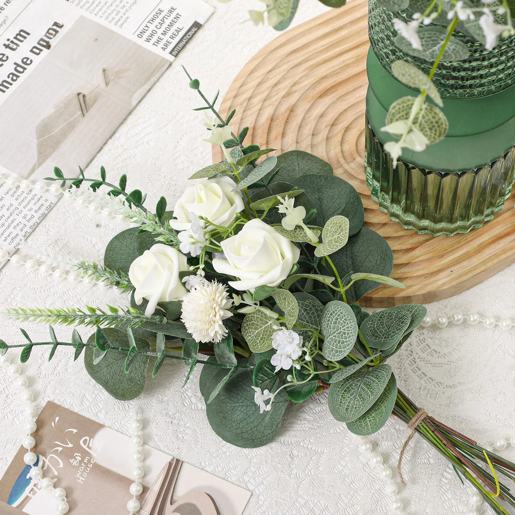 60PCS Artificial Eucalyptus & Silver Dollar Stems Bulk – Artificial Greenery Bouquet