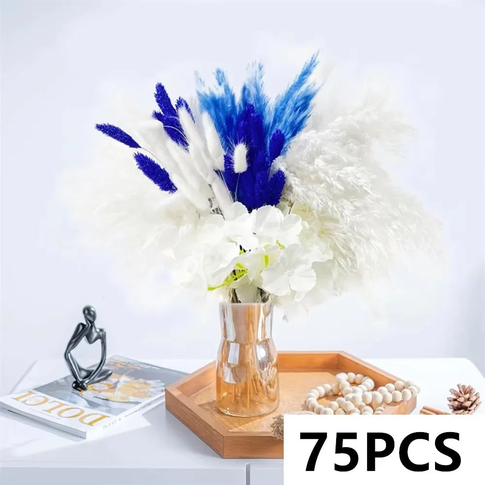 56PCS Artificial Peony & Pampas Grass Bouquet Bulk – Boho Faux Dried Floral Mix