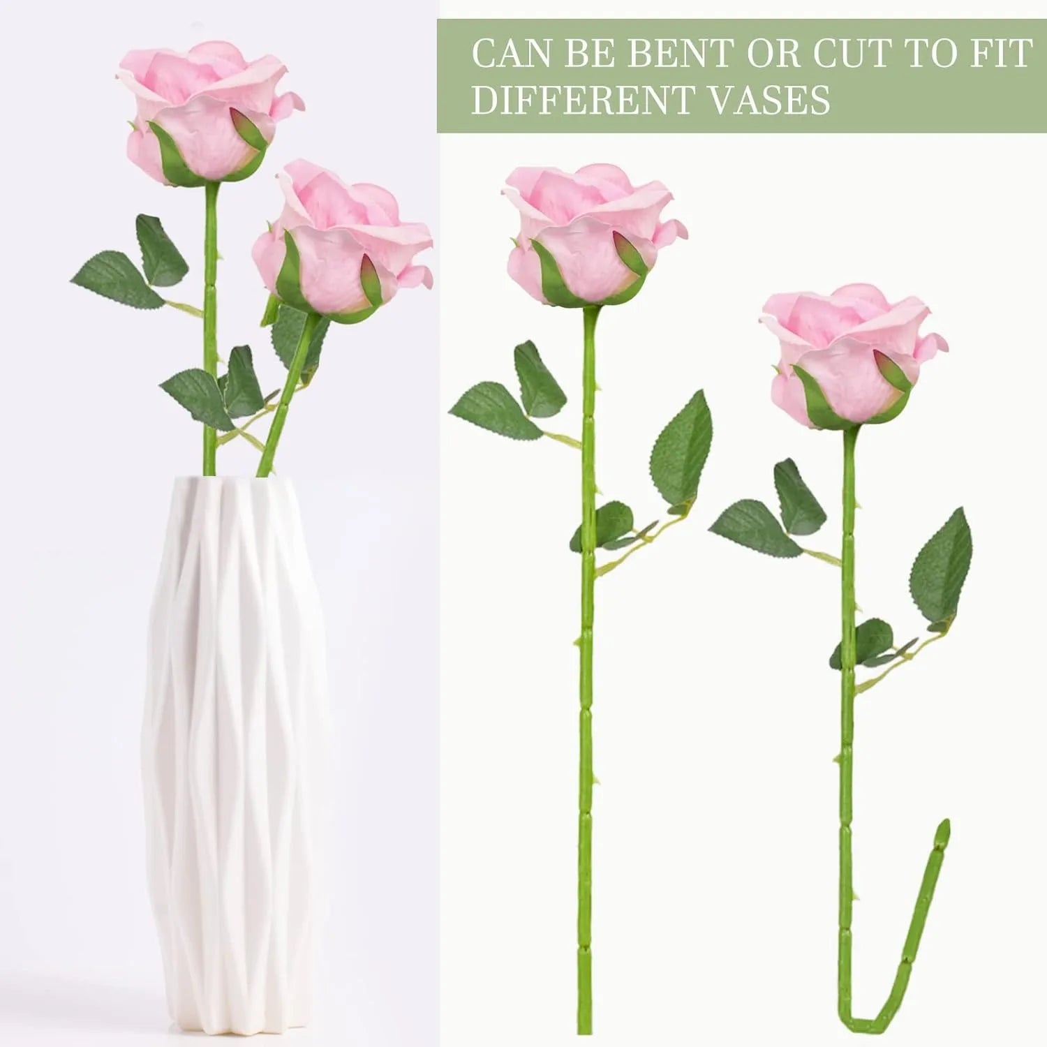 50PCS Bulk Artificial Velvet Roses – Faux Wedding Bouquet Flowers