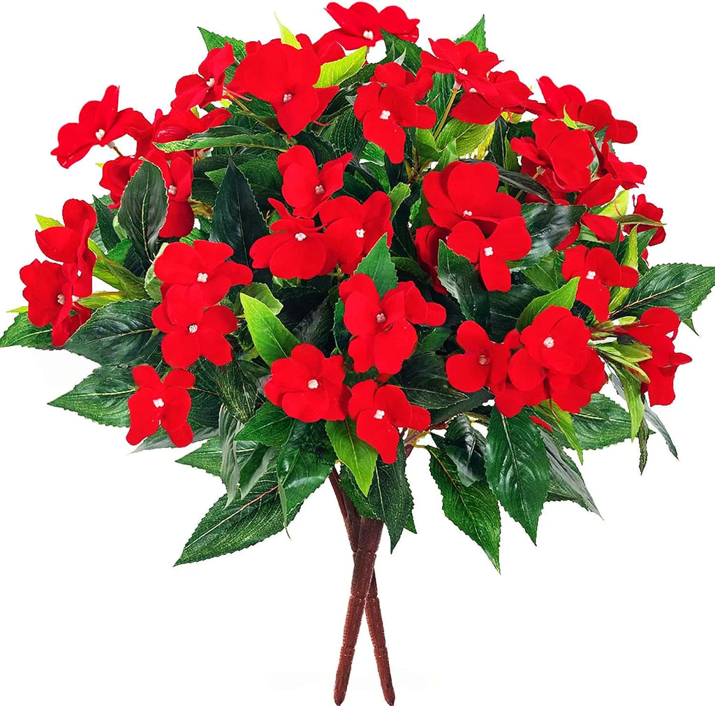 1/2/6PCS Artificial Balsam Flowers – UV Resistant Realistic Silk Faux Flower Stems for Indoor Outdoor Decor, Wedding, Home, Hotel Arrangement
