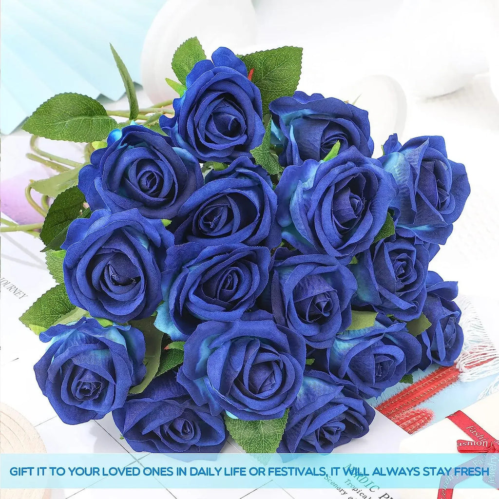 50PCS Bulk Artificial Velvet Roses – Faux Wedding Bouquet Flowers