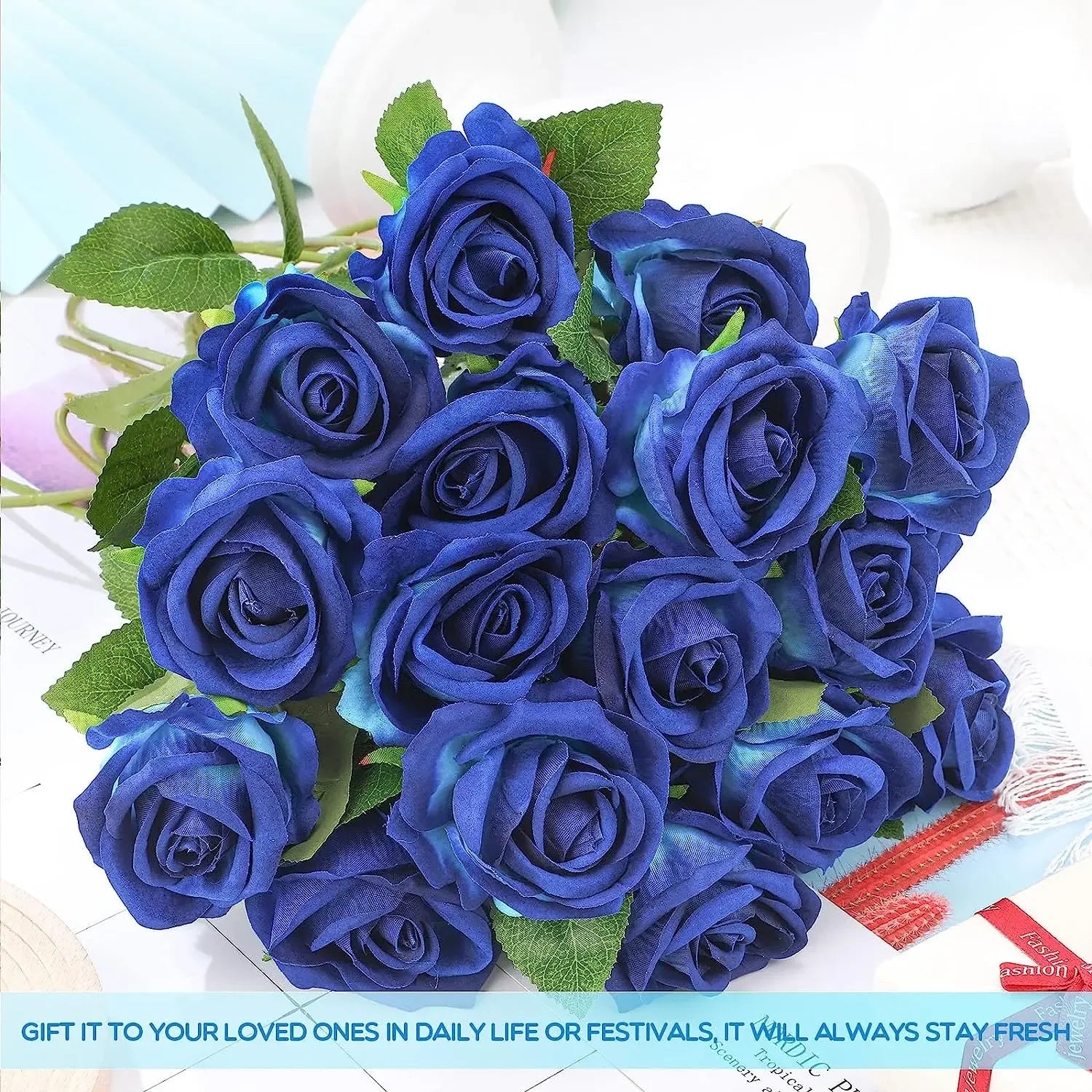 50PCS Bulk Artificial Velvet Roses – Faux Wedding Bouquet Flowers
