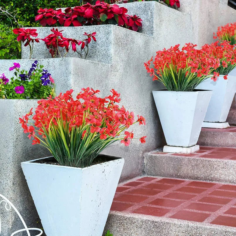 Artificial Carnation & Geranium Bushel Bouquet Outdoor