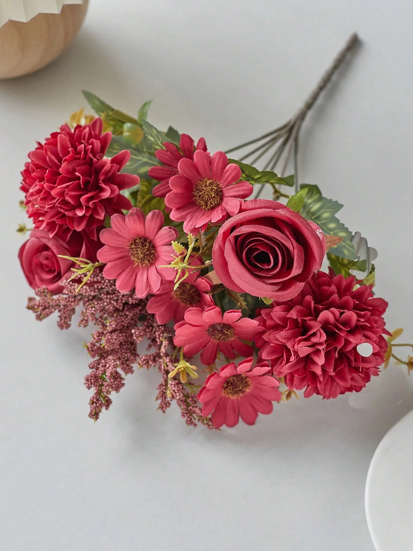 Artificial Rose & Daisy Bouquet – Silk Fake Flowers 1/3PCS Dandelion Flower Branch for Wedding, Home Décor, Tabletop & Party Decoration